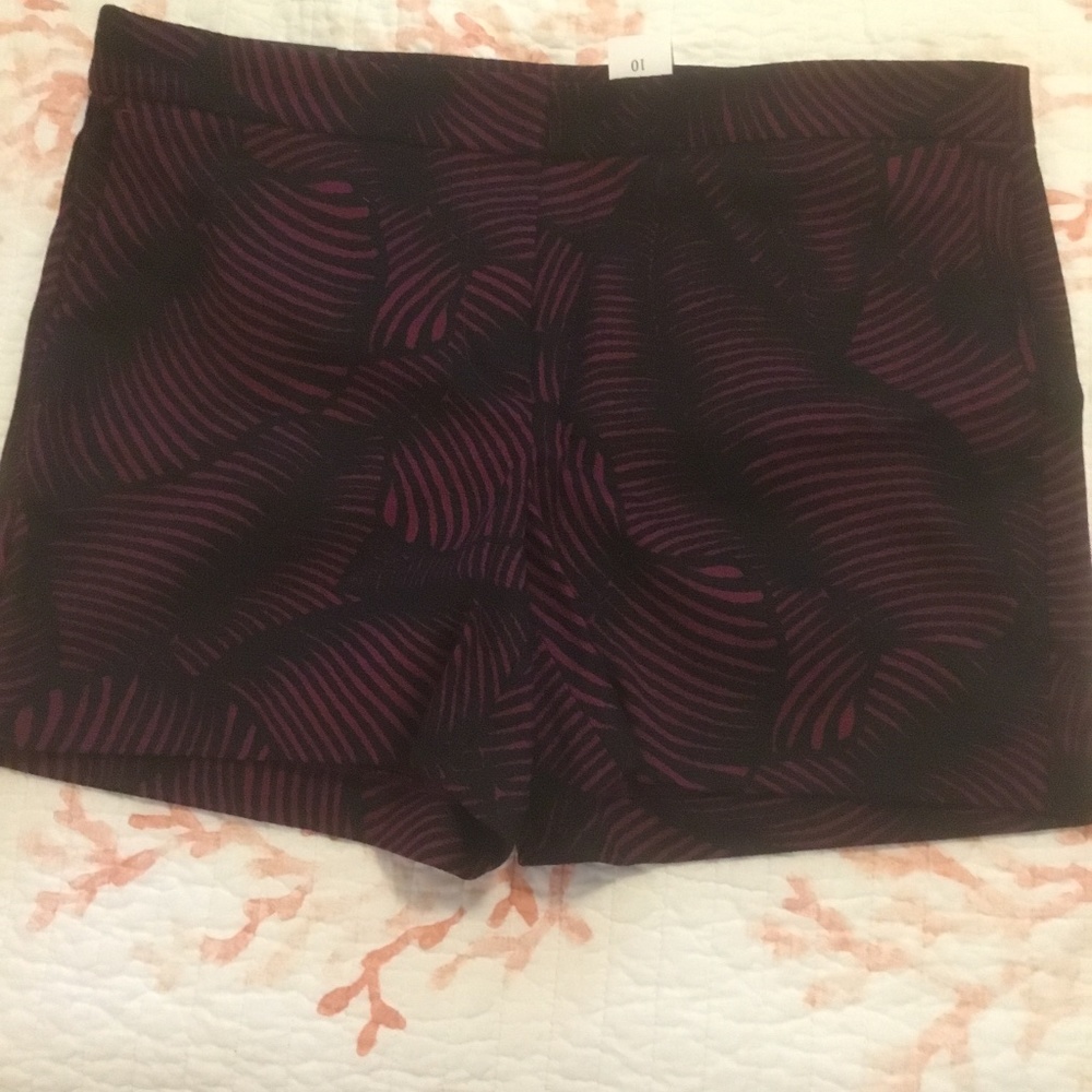 Navy & Magenta Palm Leaf shorts